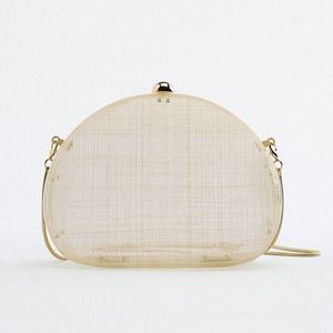 Zara Cream Mini Crossbody Bag with Gold Hardware
